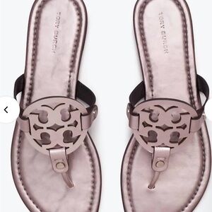 Tory Burch Metallic purple silver miller sandals flats shoes thongs size 7